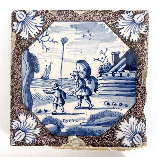 836 - A set of four London Delft tiles, circa 1750 (4)