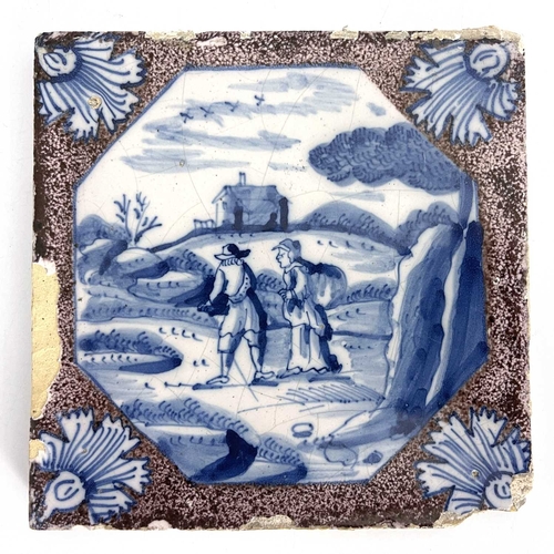 836 - A set of four London Delft tiles, circa 1750 (4)