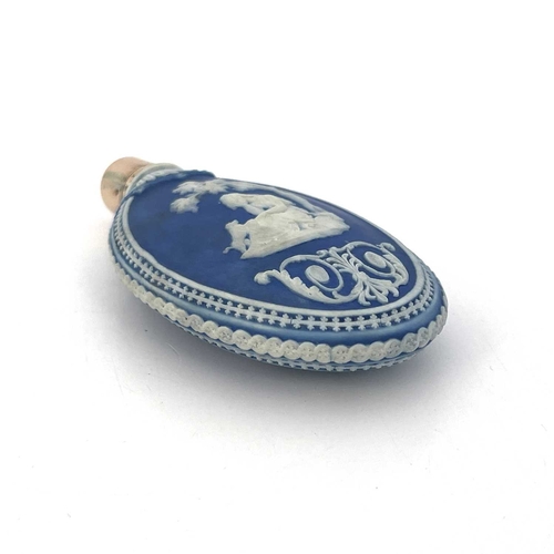 842 - A Wedgwood Jasperware and yellow metal mounted scent flask, circa 1790, the oval pebble form body wi... 