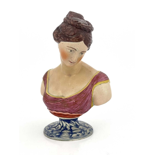 848 - A Staffordshire pottery bust, attributed to Obadiah Sherratt, circa 1820, modelled at the actress Ma... 