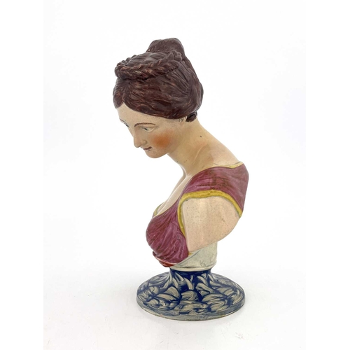 848 - A Staffordshire pottery bust, attributed to Obadiah Sherratt, circa 1820, modelled at the actress Ma... 