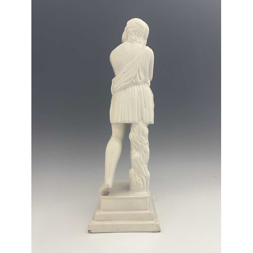 866 - A large white pearl ware classical figure of a child. 56 cm tall.