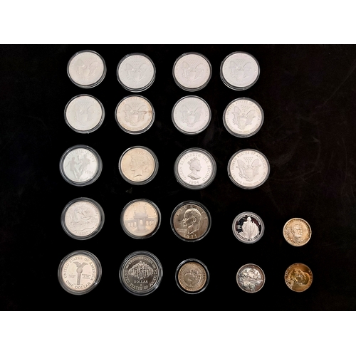 76A - Fifteen United States of America silver one dollar coins, including nine eagles Official Coins of th... 