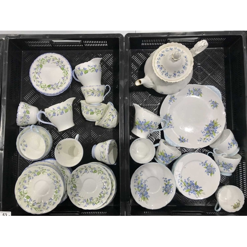 52 - A Shelley American Harebell pattern part tea service, together with another example decorated with f... 
