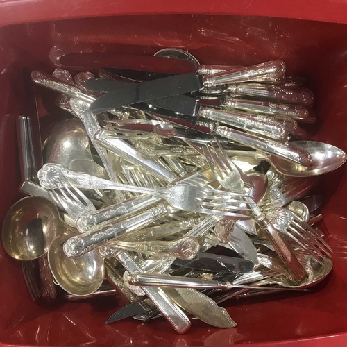 78 - A collection of silver plated flatware, including a Sheffield Kings Pattern part service