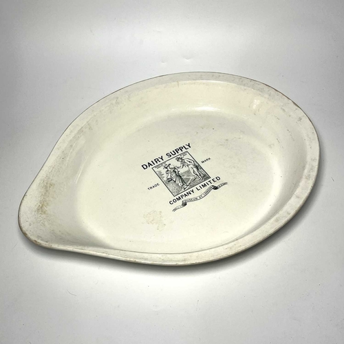 118 - A Copeland Dairy Supply Company Limited lipped shallow bowl, monochrome printed decoration depicting... 