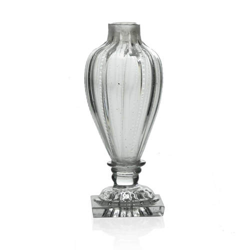 154 - An Anglo-Irish glass cruet bottle, circa 1780, inverse baluster form, optic moulded vertical ridges ... 