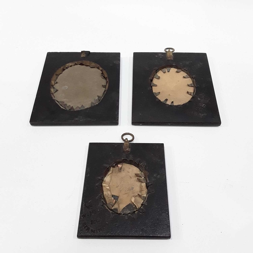 163 - Three 19th Century oval silhouette portrait miniatures, black lacquer frames (3)