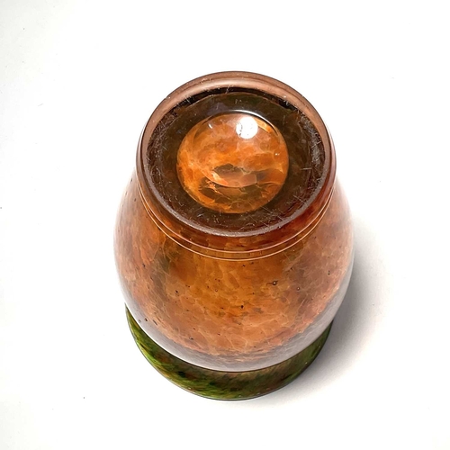 171 - A Monart style art glass vase, baluster form, mottled amber and green with aventurine inclusion, 20.... 
