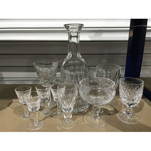 321 - Waterford Crystal including Lismore cut glass carafe, Lismore wine and liqueur glasses, Colleen wine... 