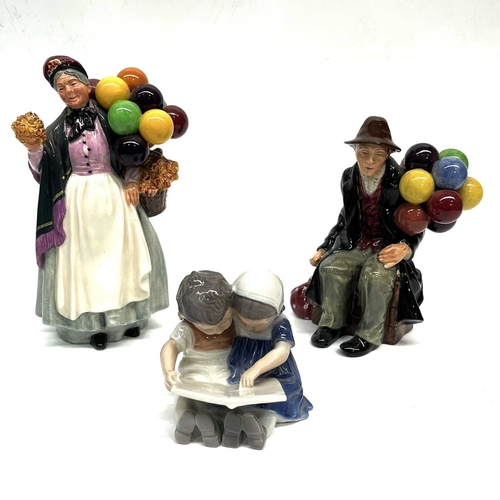 324 - A collection of Royal Doulton and Royal Copenhagen figures, to include: Biddy Pennyfarthing HN1843, ... 