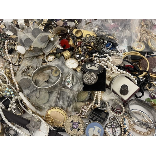 331 - A very large selection of silver, watches and costume jewellery, to include two silver bangles, two ... 