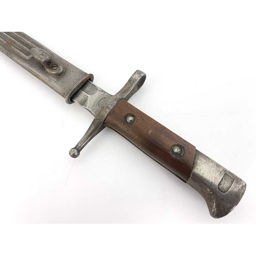 336 - An Italian M1891 Carcano 'Special Troops' knife bayonet by Fabbrica D'Armi Di Terni, two piece woode... 