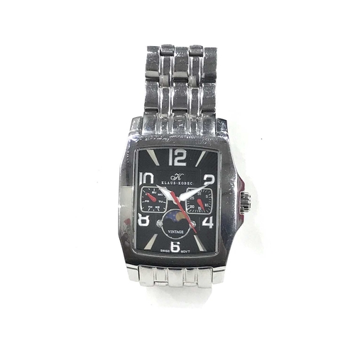506 - Klaus-Kobec gentleman's Vintage moonphase multi-function stainless steel bracelet wristwatch.