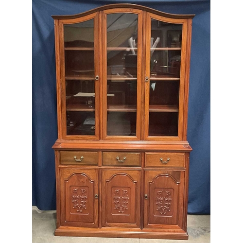 711 - A large two-part dresser, fitted two cabinet doors over three drawers and two doors. W: 122 cm D: 51... 