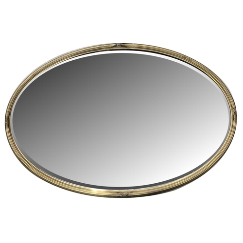 751 - A 19th Century oval wall mirror, gilt reeded frame with ribbon detail, with a bevelled edge 62 x 92 ... 