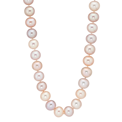 170 - A freshwater cultured pearl single-strand necklace, with 18ct gold spherical push-piece clasp, pearl... 