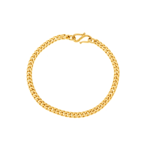 175 - A 22ct gold flat curb-link bracelet, with S-hook clasp, foreign marks, length 16.5cm, 11.7g