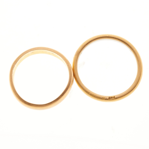 112 - Two wedding band rings, to include a mid 20th century 22ct gold example, together with a platinum an... 