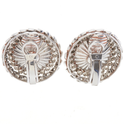 160 - A pair of mabe pearl clip earrings, with brilliant and single-cut diamond double surround, estimated... 