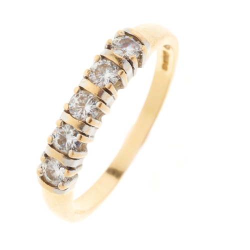 199 - An 18ct gold brilliant-cut diamond five-stone ring, estimated total diamond weight 0.35ct, G-H colou... 