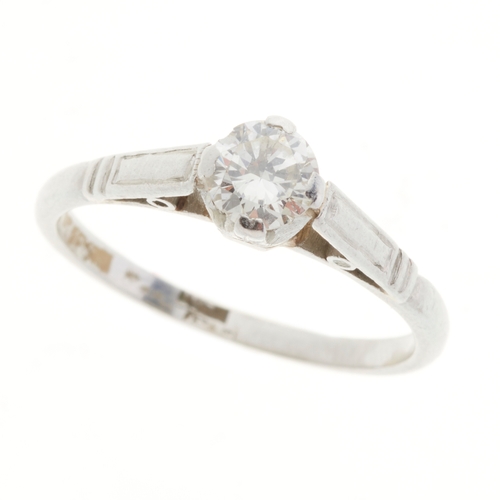 206 - A mid 20th century platinum diamond single-stone ring, diamond estimated weight 0.50ct, H-I colour, ... 