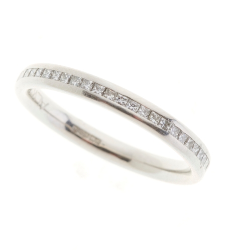 210 - A platinum square-shape diamond half eternity ring, estimated total diamond weight 0.50ct, hallmarks... 