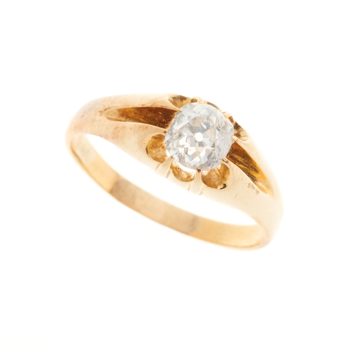 216 - A late Victorian gold, old-cut diamond single-stone band ring, diamond estimated weight 0.85ct, I-J ... 