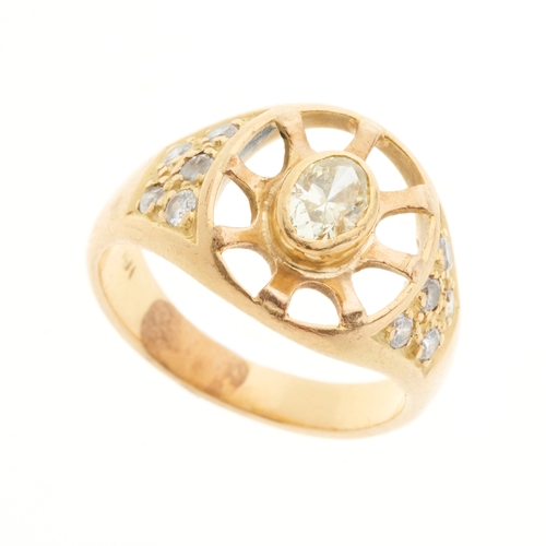 40 - An 18ct gold yellow diamond and diamond dress ring, yellow diamond estimated weight 0.45ct, SI clari... 