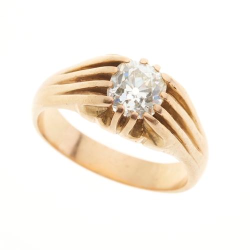 44 - An early 20th century 18ct gold old-cut diamond single-stone band ring, diamond estimated weight 2.1... 