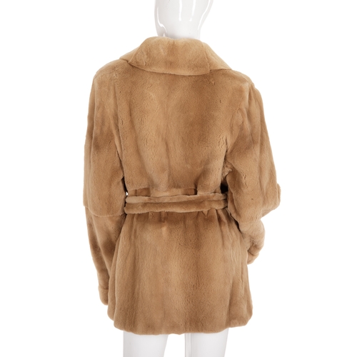 499 - Saga by Alvarez Valls, a three-quarter length sheared mink jacket, featuring a notched lapel collar,... 