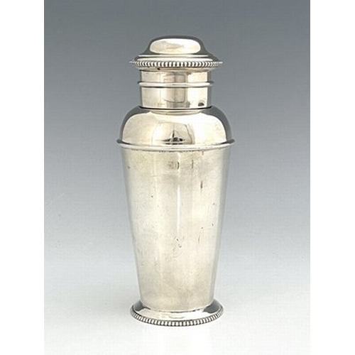 102 - An Art Deco silver cocktail shaker, Adie Brothers, Birmingham 1929, shouldered milk churn form with ... 