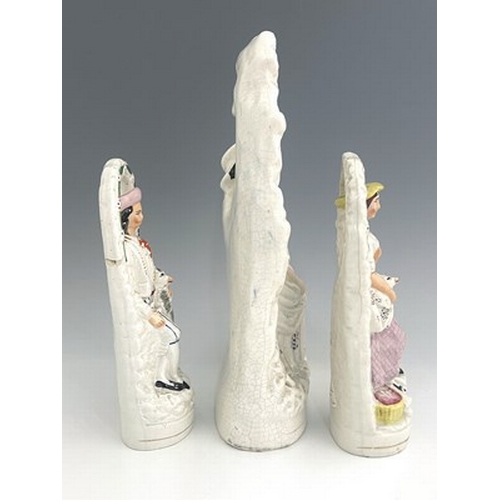 1025 - A Staffordshire arboreal figure group, circa 1870, figures glazed white with polychrome enamel and g... 