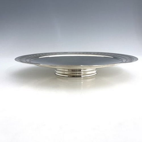 105 - Keith Murray for Mappin and Webb, an Art Deco silver plated comport, circa 1933, circular dished for... 