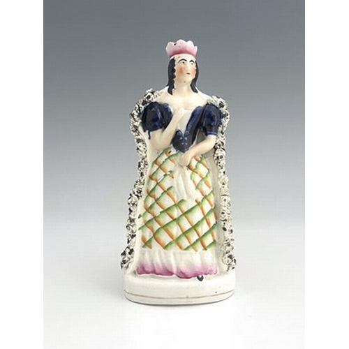 1057 - A Staffordshire figure of Sarah Siddons as Lady Macbeth, circa 1850, modelled as a Queen in textured... 