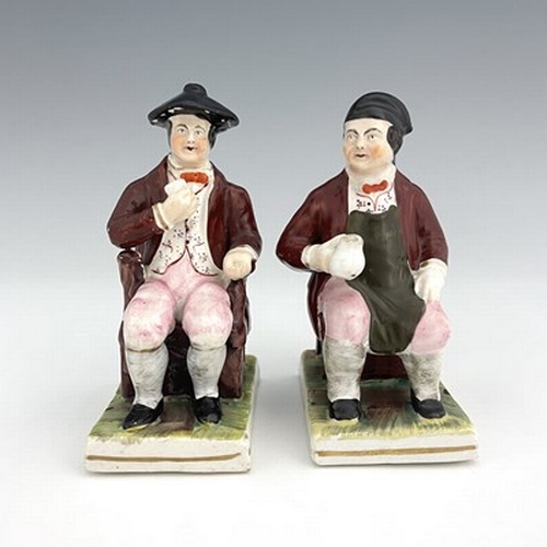 1083 - A pair of Staffordshire figures of Tam O'Shanter and Souter Johnnie, circa 1840, figures modelled af... 