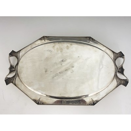 122 - Albert Kohler and Cie for WMF, a Jugendstil silver plated tray, circa 1900, twin handled octagonal o... 