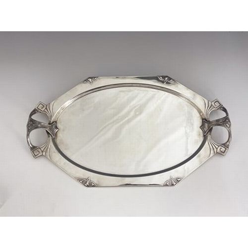 122 - Albert Kohler and Cie for WMF, a Jugendstil silver plated tray, circa 1900, twin handled octagonal o... 