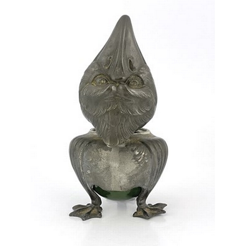 123 - Joseph Reinemann, Munich, a Jugendstil pewter novelty inkwell in the form of a grotesque bird, with ... 