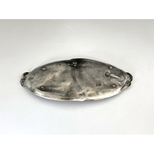 130 - WMF, a Jugendstil silver plated card tray, model 210, twin handled oval form relief moulded with a c... 