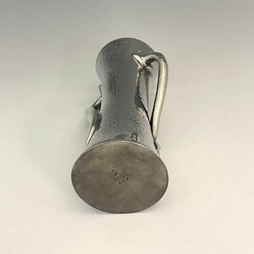 137 - Oliver Baker for Liberty and Co., an Arts and Crafts Tudric pewter vase, model 030, planished waiste... 