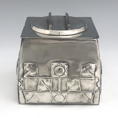 163 - Archibald Knox for Liberty and Co., a large Tudric Arts and Crafts pewter biscuit barrel, model 0194... 