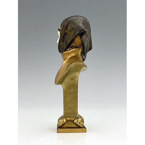 183 - Alexandre Caron, an Art Nouveau gilt bronze and ivory bust, circa 1915, modelled as a Renaissance wo... 