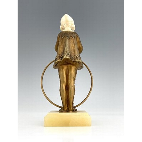 189 - Georges Omerth (Henri Tremko), an Art Deco bronze and ivory figure of a hoop girl, circa 1920, model... 