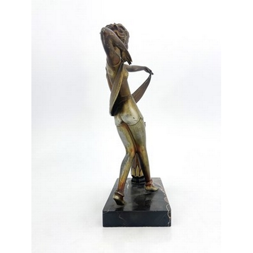 190 - An Art Deco patinated art metal figural table lighter, circa 1930, in the style of Josef Lorenzl, mo... 