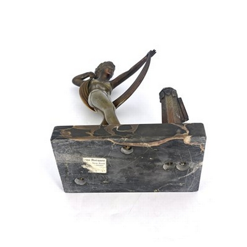 190 - An Art Deco patinated art metal figural table lighter, circa 1930, in the style of Josef Lorenzl, mo... 