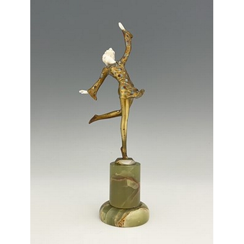 194 - Josef Lorenzl, an Art Deco enamelled gilt bronze and carved ivory figure, circa 1925, modelled as a ... 