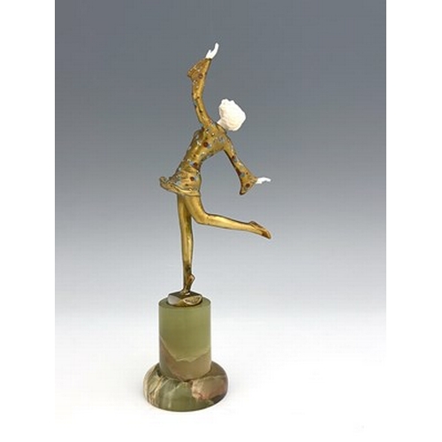 194 - Josef Lorenzl, an Art Deco enamelled gilt bronze and carved ivory figure, circa 1925, modelled as a ... 