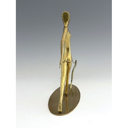 197 - Karl Hagenauer, an Austrian Art Deco brass figure group of Diana with hounds, circa 1930, modelled a... 