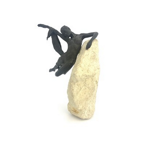 199 - J..Betill (Spanish, 20th Century), Extasis, signed and No.2335/3999, bronze and stone, 35cm high, wi... 